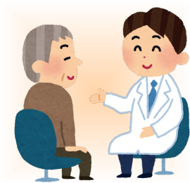 お年寄りに問診をしている医師